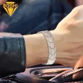 Domineering Jewelry Piece Stylish Men's Hexagon Magnetic Bracelet Wide Band Alloy Wrist Bangle for Daily Wear Gifting Trendy Adult Jewelry for Parties Alloy Bracelet. 