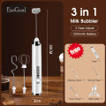 EsoGoal Milk Bubbler Household Hand-Held Electric Egg Beater Blender USB Rechargeable Foam Maker Kitchen Portable Mixer With Beating Head + Mixing Head + Foam Head For Coffee Cream. 