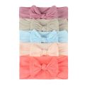 【Quality】 5Pcs/Set Newborn Baby Hair Accessories Solid Color Nylon Elastic Bows Knotted Baby Headband Girls Turban Girl Headbands.