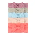 5Pcs/Set Newborn Baby Hair Accessories Solid Color Nylon Elastic Bows Knotted Baby Headband Girls Turban Girl Headbands. 