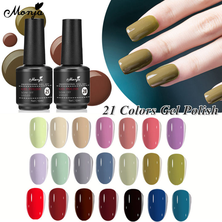 Monja 10ml Nail Art Gel Polish Pure Color UV LED Painting Gel Quick Drying Soak Off UV Varnish Manicure Beauty Tools