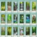 Natural Style Door Green Deep Forest Waterfall Scene Poster Vinyl PVC Waterproof Scratch Resistant Self-adhesive Door Sticker. 