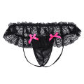 Beautiful Night Sissy Nightwear for Mens Lingerie Sissy Crossdresser Set Unlined Bra Top with Lace Bowknot Butt Jockstrap s. 