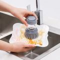 Brush with Soap Dispenser, Brush for Washing Dishes, Palm Brush Soap Dispenser, Kitchen Brush with Holder, for Scrubbing Dishes, Pans and Pots,. 