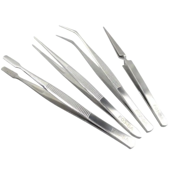 4Pcs/Set Tweezer Electronic & Nail Art Stainless Steel Curved Straight tool Forceps Cutting Pliers Pincers Pincette Maintenance Tool