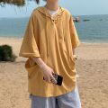 Large Pocket Hooded Half Sleeve T Men's Summer T-shirt ins Couple Design Sense Niche Loose Fashion Brand Trend Top. 