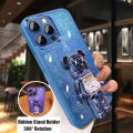 For Samsung Galaxy A12 A22 F42 5G M12 M22 M32 4G M33 M53 M54 Back Cover with 3D Bear Hidden Stand Holder Luxury Gradient Glitter Shiny Girls Phone Cases Lens Camera Protection Soft Silicone Case Pouch Women. 