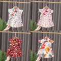 Wisebaby CNY Baby Girls Retro Cheongsam Dress Kids Floral Chinese Style Traditional Dress Girl Cotton Breathable Crane Cheongsam. 