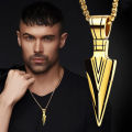 Men's Black Long Necklace with Arrow Pendant Hip Hop and Punk Rock Chain Jewelry. 