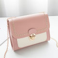 Summer Chain PU Leather Ladies Messenger Bag Stitching Women Shoulder Crossbody Bag Female Small Square Bag Clutch Bags Handbags Lonni. 