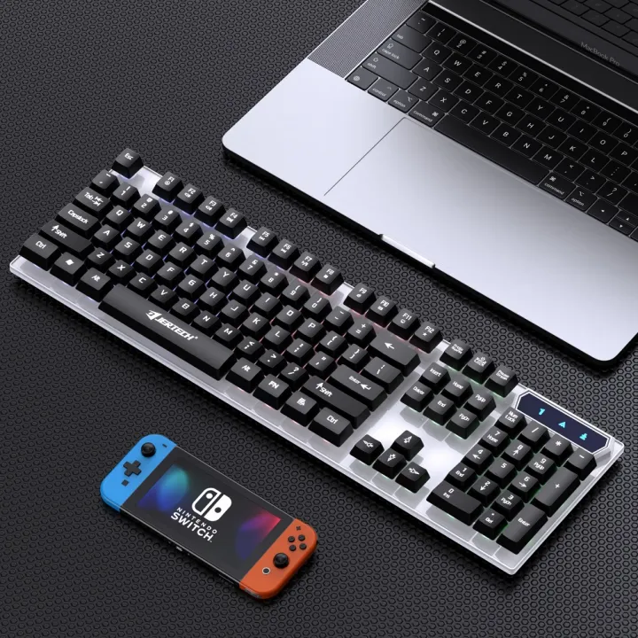 Jertech K358 Keyboard Desktop Optical RGB LED Rainbow Backlit Keyboard Wired Gaming Keyboard for Computer