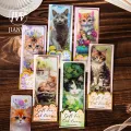 JIANWU Gift for Cat Lovers Flower Cat Material Collage PVC Bookmarks DIY Journal Stationery. 