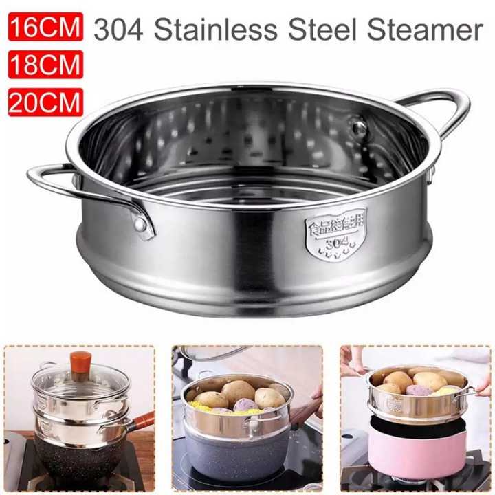 16cm Thickening Food Steam Rack Stainless Steel Steamer with Double Ear for Soup Pot Milk Pot Kitchen Tools