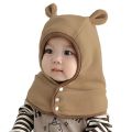 Warm Cute Ears Baby Hat Scarf Set Integrated Windproof Ear Protection Hat Polar Fleece Coldproof Newborn Beanie Caps Gift. 