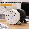 Circular Power Extension Board Power Strip With Usb Cable Plug 2m Retractable Power Cord Home Uk Eu Socket. 