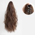 Smooth Invisible Water Wave Wavy False Long Synthetic Girls Heat Resistant Fiber Pony Tail Hairpiece Claw Clip Ponytail Ponytail Wig Hair Extension. 