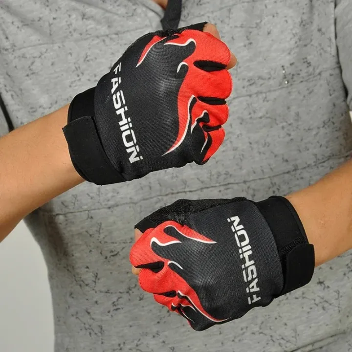 HOT%201pair%20Half%20Finger%20Fingerless%20Cycling%20Gloves%20Men%20Outdoor%20Sports%20Gym%20Cycling%20Gloves%20Hiking%20Gel%20Half%20Finger%20Breathable%20Bike%20Gloves%20-%20Image%204