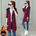 No Pilling, No Fading ] Spring and Autumn Shirt Plaid Mid-Length Coat Women's Long Sleeve Western Style Women's. 