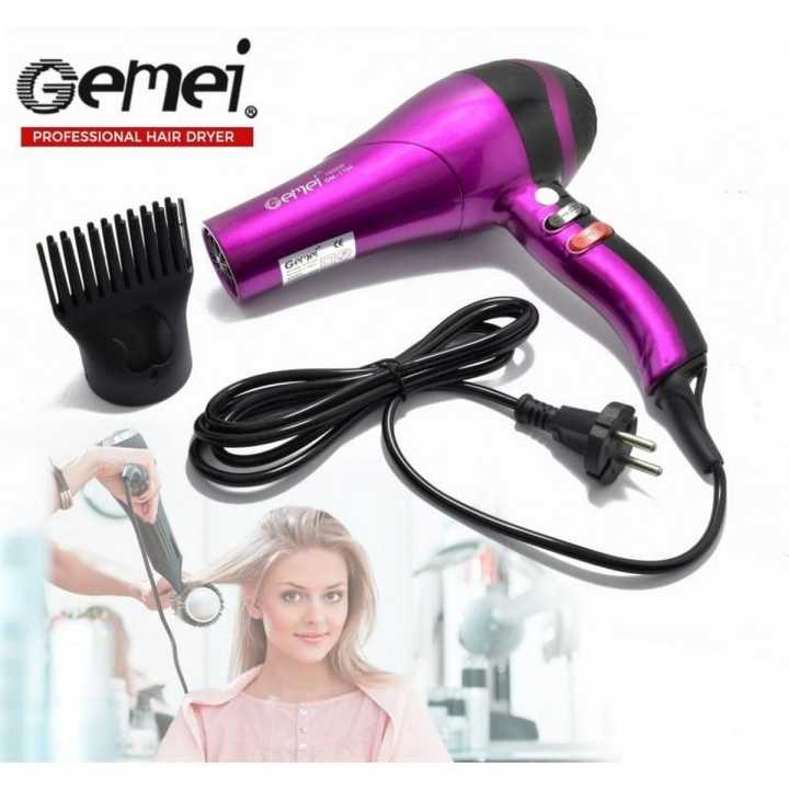 Gemei 1500W Professional Hair Dryer Gm-1704 Blow Hot Air Style With Nozzles Hot & Cold Air Speed Adjust Salon Hair Styling Tool