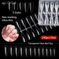 Myyeah 1 Piece Full Cover Extension Acrylic False Nail Tips 5 Styles Transparent French Fake Nail Tip Manicure Tool. 
