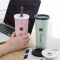 HOMETREE 450ml Water Cup With Straw Cola Coffee Cups Wheat Straw Plastic Hehy Drink Bottle Multi-Functional Bouble Lid H177. 