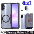 4In1 Samsung Galaxy A07 A06 With Magnetic Wireless Charging Sticker Shockproof Phone Case for SamsungA07 Tempered Glass Screen Protector and Lens Film. 