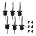 6Pcs Stainless Steel Pourers,Speed Pourer, Liquor Bottle Pourers and Vinegar Tapered Stopper Spout,with Sealed Dust Caps. 