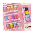 16 pcs/set Yummy Dessert Erasers Set Mini Lollipop Icecream Popsicle Donuts Rubber Pencil Eraser for Kids School Student eraser. 