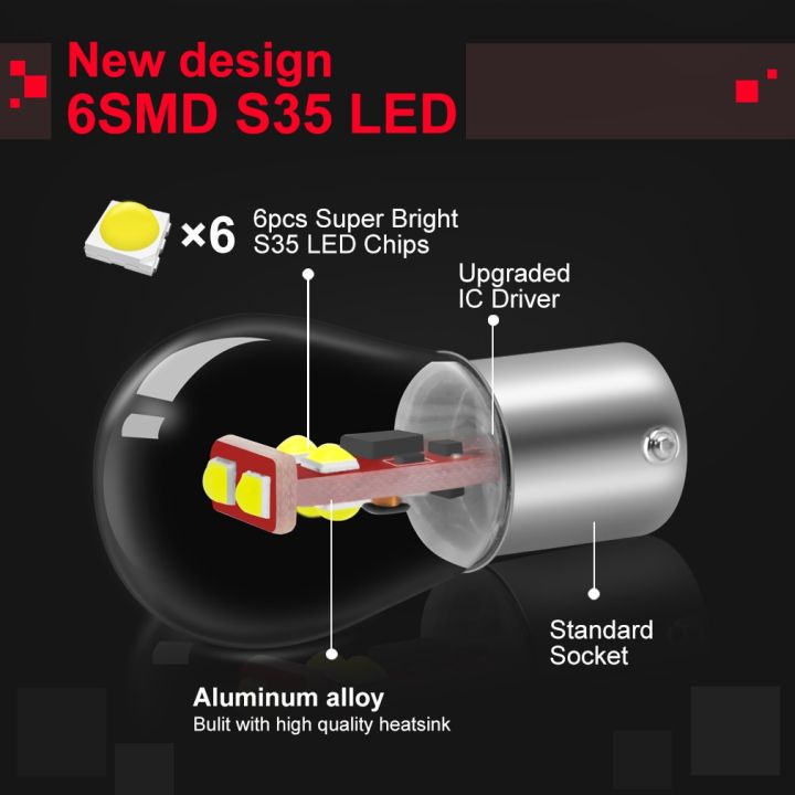 %E3%80%90Yellow%201157%201pcs%20BA15S%20Bulb%201157%20BAY15D%20P21/5W%20Led%206SMD%20S35%20Chips%20BA15D%20BAU15S%20Car%20Turn%20Signal%20Light%20lamps%2012V%20-%20Image%204