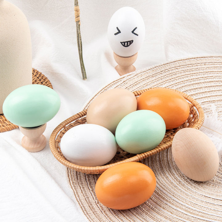 Wooden Egg Toy Easter S Color Painting Drawing Eggs Diy Graffiti Kids Pretend Play Toys