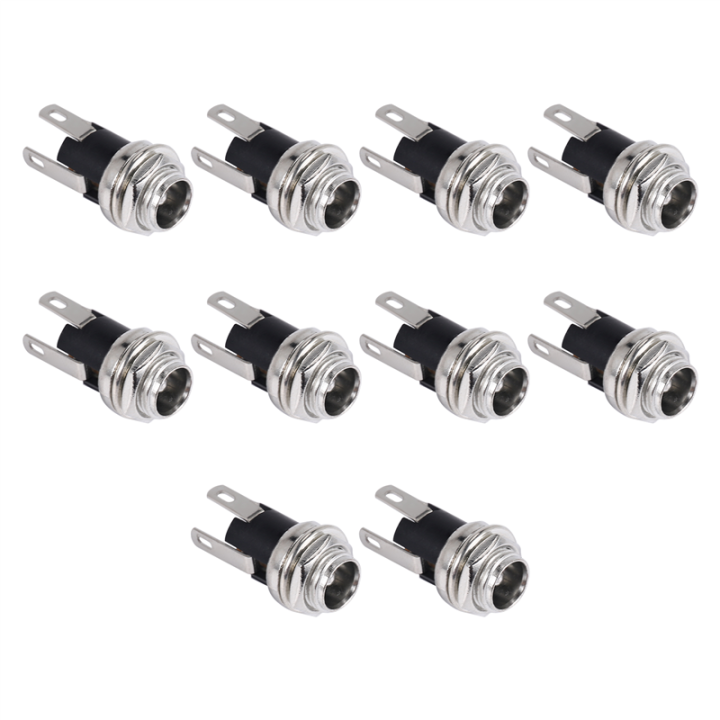 10pcs DC Power Supply Jack Socket Female Panel Mount Connector 5.5x2.1mm New