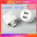 【ZOSR】KYLE Wild Shop Mini 2 Usb Port Plug Lamp Led Night Light 5V 1W Super Bright Eye Protection Book Reading For Computer Mobile Power Charging. 