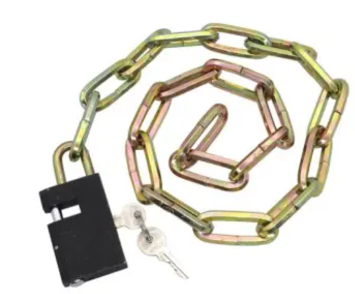 Chain Lock With Padlock Yellow Galvanised