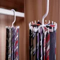 Rotatable Tie Hanger Holds Multi-function Tie Rack 360 Degree Creative Organizers Closet Storage Scarf Hook 20 Ties Scarf Jewelry Cap Storage Organizer. 