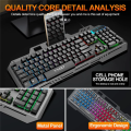 T-Wolf T16 Mechanical Feel Keyboard USB Wired RGB Backlight with Aluminium Metal Plate Gaming Keyboard. 