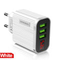 3A Digital Display USB Charger for Phone Tablet 3 USB Wall Charger Adapter. 