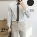 Dongdaemun Striped Shirt Men's plus Size Trend Handsome Hidden Hook Shirt Men's Inner Wear Non-Ironing Striped Shirt Men's Fashion. 