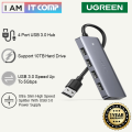 UGREEN 4 Port USB 3.0 Hub Ultra Slim High-Speed Splitter / USB 3.0 Power Supply / Speed Up To 5Gbps / Support 10TB Hard Drive / Data Transfer / Compatible With Windows, Mac OS (50985). 