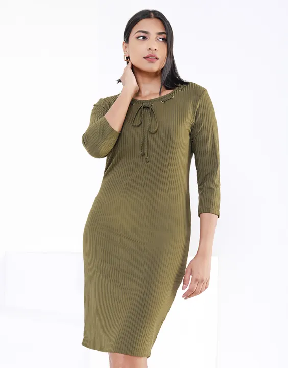 Spring & Summer Bodycon Dress with Eyelets Details