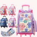 Waterproof School Backpack with Wheels Children School Bags for Girls Kids Trolley Schoolbag Luggage Large Capacity Book Bags. 