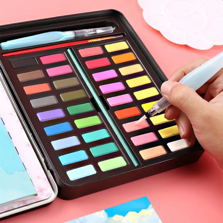 36/48%20Colors%20Watercolor%20Paint%20in%20Delicate%20Box%20Solid%20Watercolors%20With%20Paint%20Brush%20Watercolor%20Paper%20Painting%20Set%20Art%20Supplies%20-%20Image%204