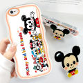 Super Case For iPhone 6S Cute Mickey and Minnie Disney Clear Cartoon Cases Soft Silicone Full Rubber Back Cover Moble Phone Tpu Transparent Curly Wave Hybrid Shockproof Casing For Girls Ring+ Free Holder. 
