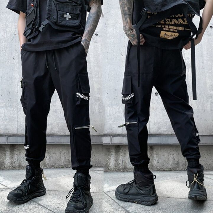 Men Black Joggers Pants Summer Mens Hip hop Big Pockets Cargo Pants Male Spring Streetwear Overalls Sweatpants Harem Pant Daraz.lk