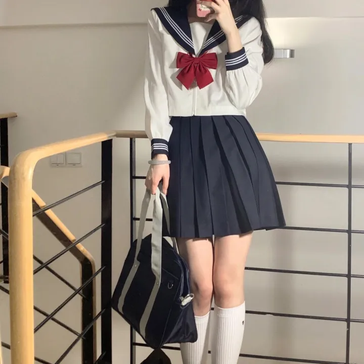 jkUniform%20skirt%20Basic%20Style%20Genuine%20White%20Two%20Books%20Three%20Books%20Student%20School%20Uniform%20College%20Style%20Business%20Attire%20Japanese%20Style%20Sailor%20Suit%20-%20Image%207