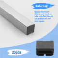 Square Table Chair Leg Tube Pipe Feet Insert Cap 25mmx25mm 20pcs Black. 