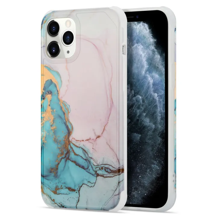 For iPhone 12 mini Four Corners Anti-Shattering Flow Gold Marble IMD Phone Back Cover Case