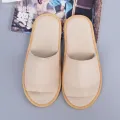 【WEJA】1Pair Hotel Slippers Thickened Disposable Home Guest Indoor Slippers Open Toe Non-slip Couple Travel Slippers. 