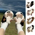 【ALLGOOD】Cyprus Winter Cartoon Couple Slippers Home Fur Slippers Women Warm Cotton Slippers Cute Cow Indoor Thickening. 