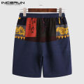 INCERUN Men's Fashion Short Capri Pants Bermuda Elastic Waist Chinese Style Trousers New. 