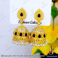 22 K Gold plated Black Stone Jimikki Earrings With White Pearl Fashion Earrings For Women. 